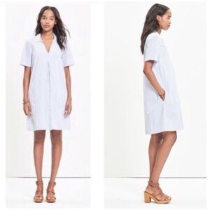 MADEWELL Shirt Dress Mini Blue White Stripe Coastal Cowgirl Preppy Size M Casual